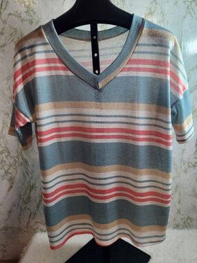 BOMBOM Striped Knit Top